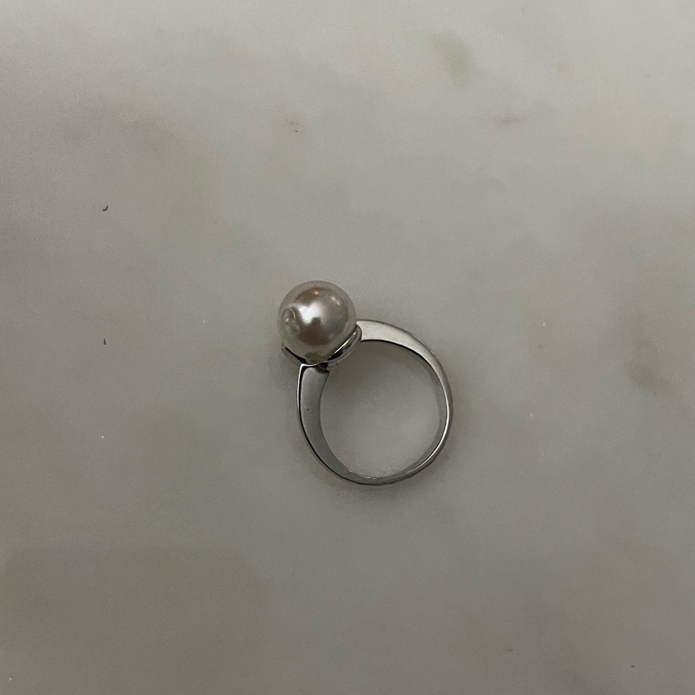 Sterling silver 925 pearl and cubic zirconia ring - Picture 6 of 10